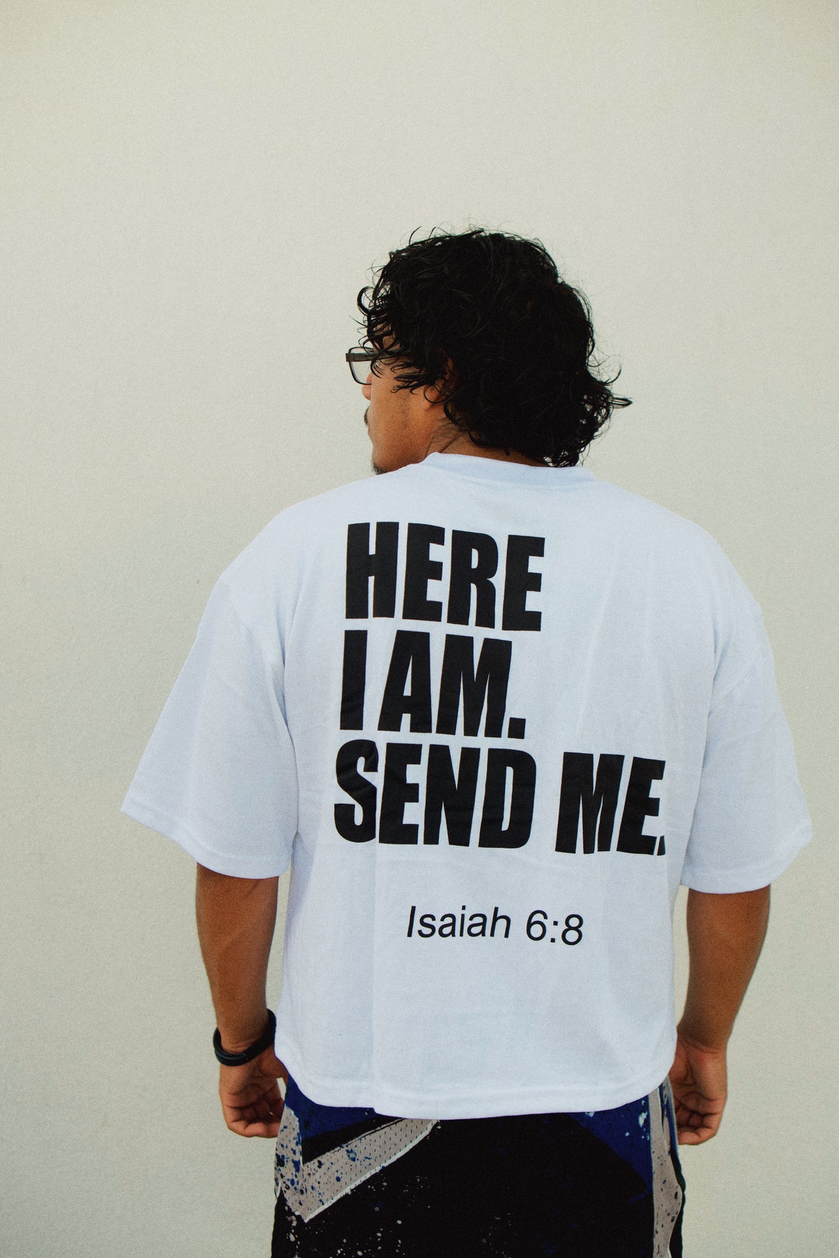 HERE I AM, SEND ME! - WHITE BOXY CROPPED T-SHIRT